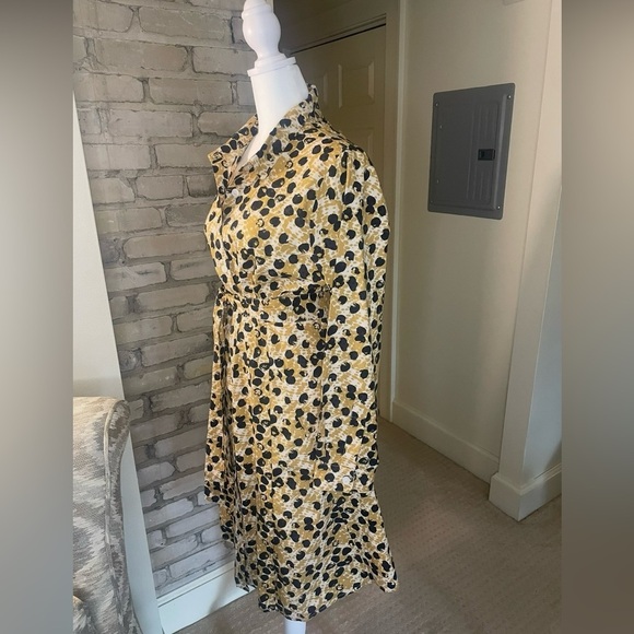 Tulip Shira Button Front Shirt Dress, Yellow & Blue Sz Med, Leopard Print - Picture 7 of 16